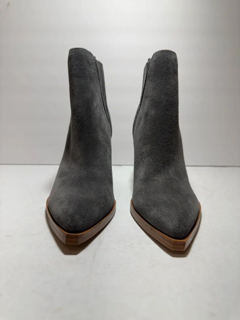 New Marc Fisher Women's Gadri Grey Suede Leather Western Ankle Booties Size 7
